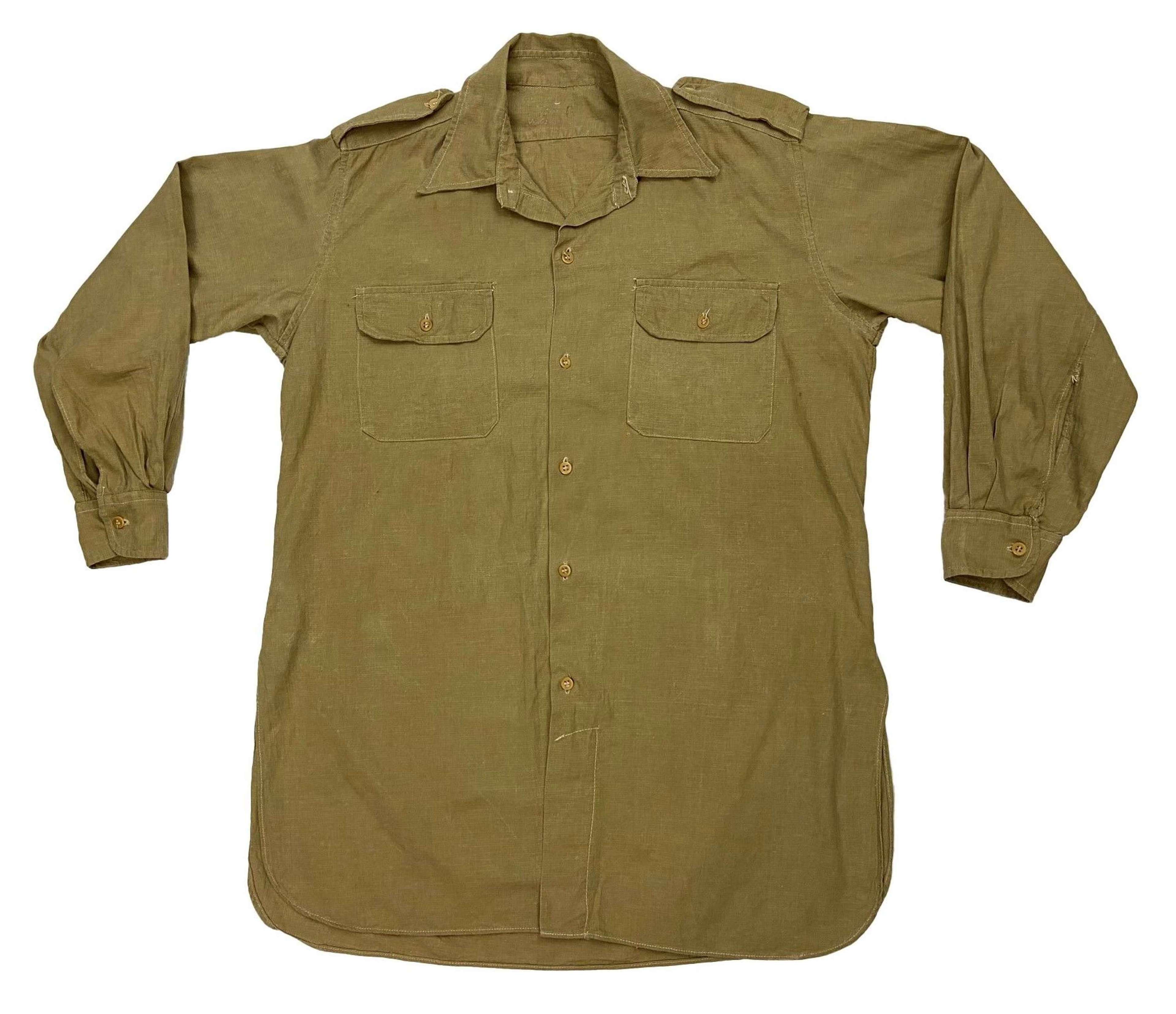 Original 1940s British Officers Khaki Drill Aertex Shirt in Shirts