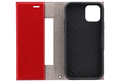iPhone 11 Pro Max 薄型PUレザーフラップケース「PRIME」 レッド