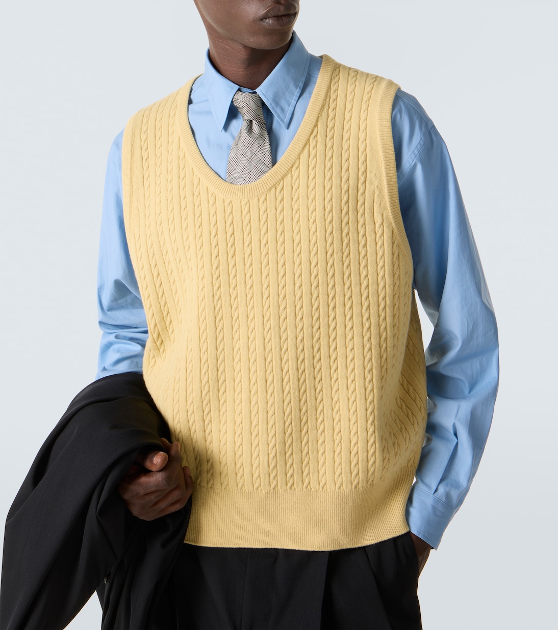 Cable-knit wool vest in yellow - Auralee | Mytheresa