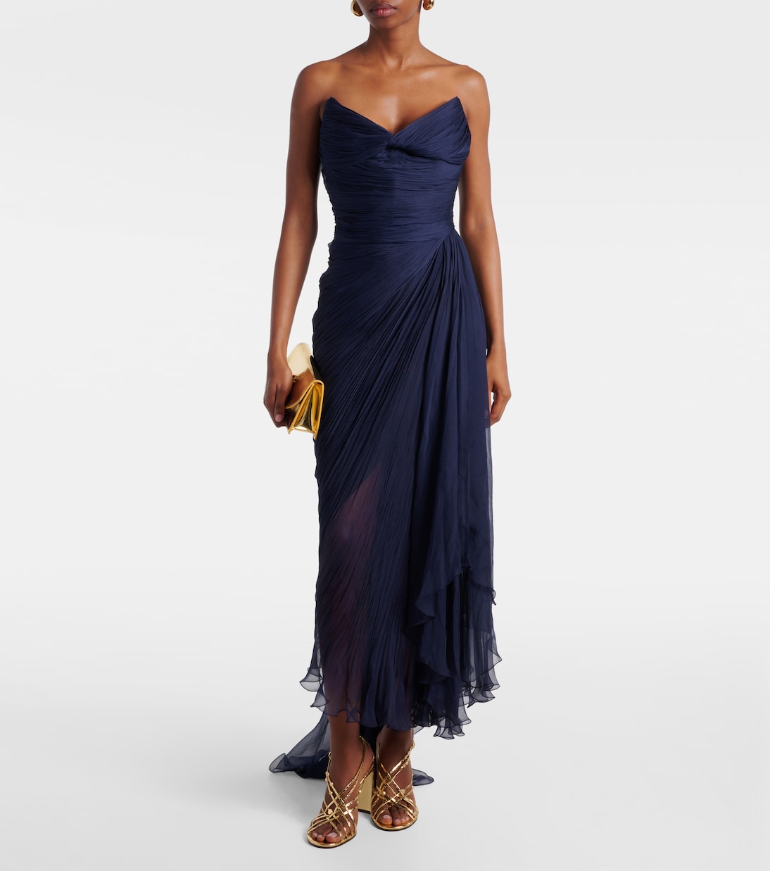 Heidi ruched silk corset gown in blue - Maria Lucia Hohan | Mytheresa