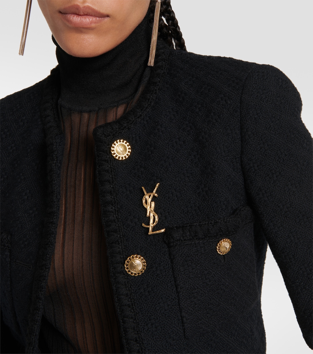 Monogram brooch in gold - Saint Laurent | Mytheresa
