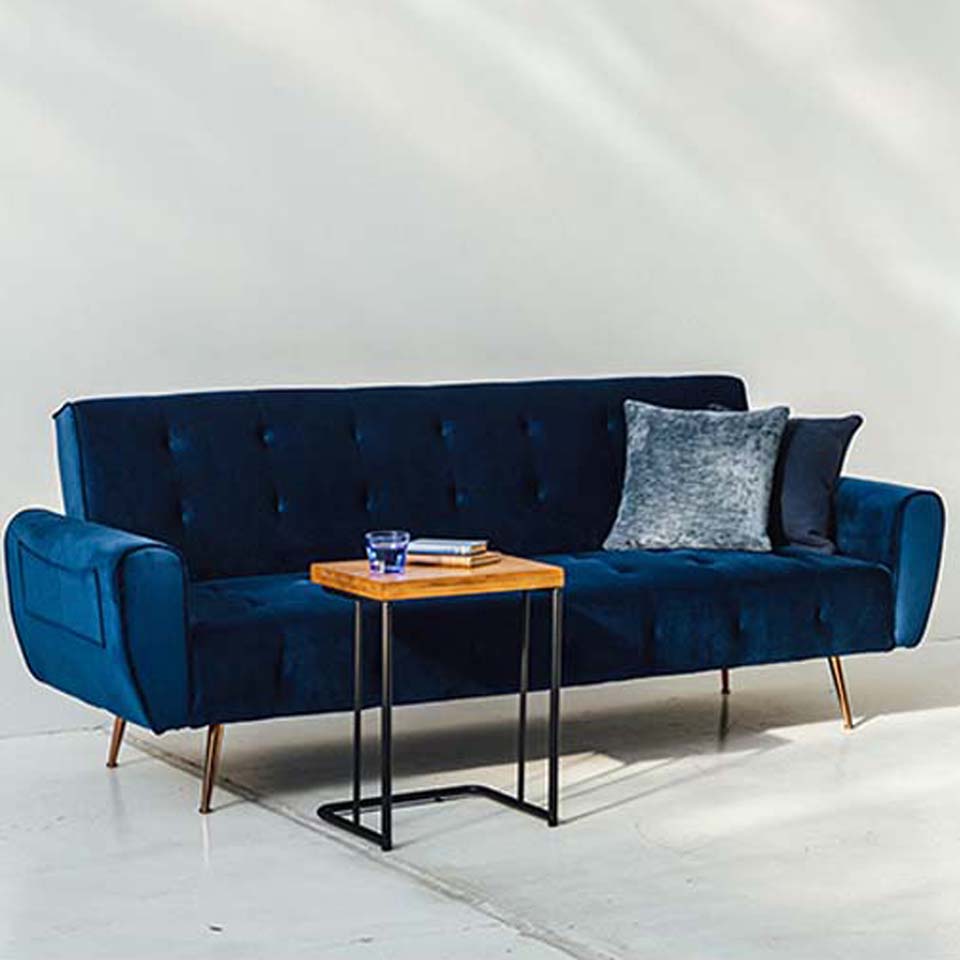 Norzy 北欧風 ソファベッド ネイビー カバー2枚付き たのメル便対応