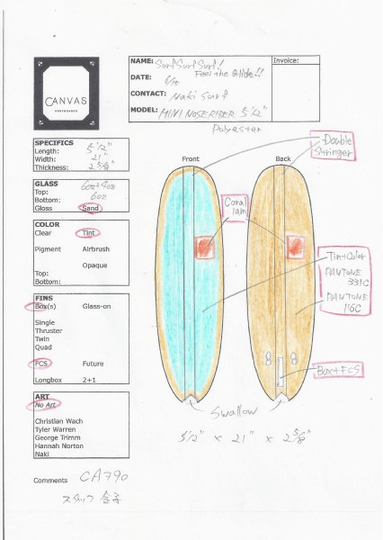 CANVAS ミニノーズライダー、人気サイズ5'12″をストック用に追加