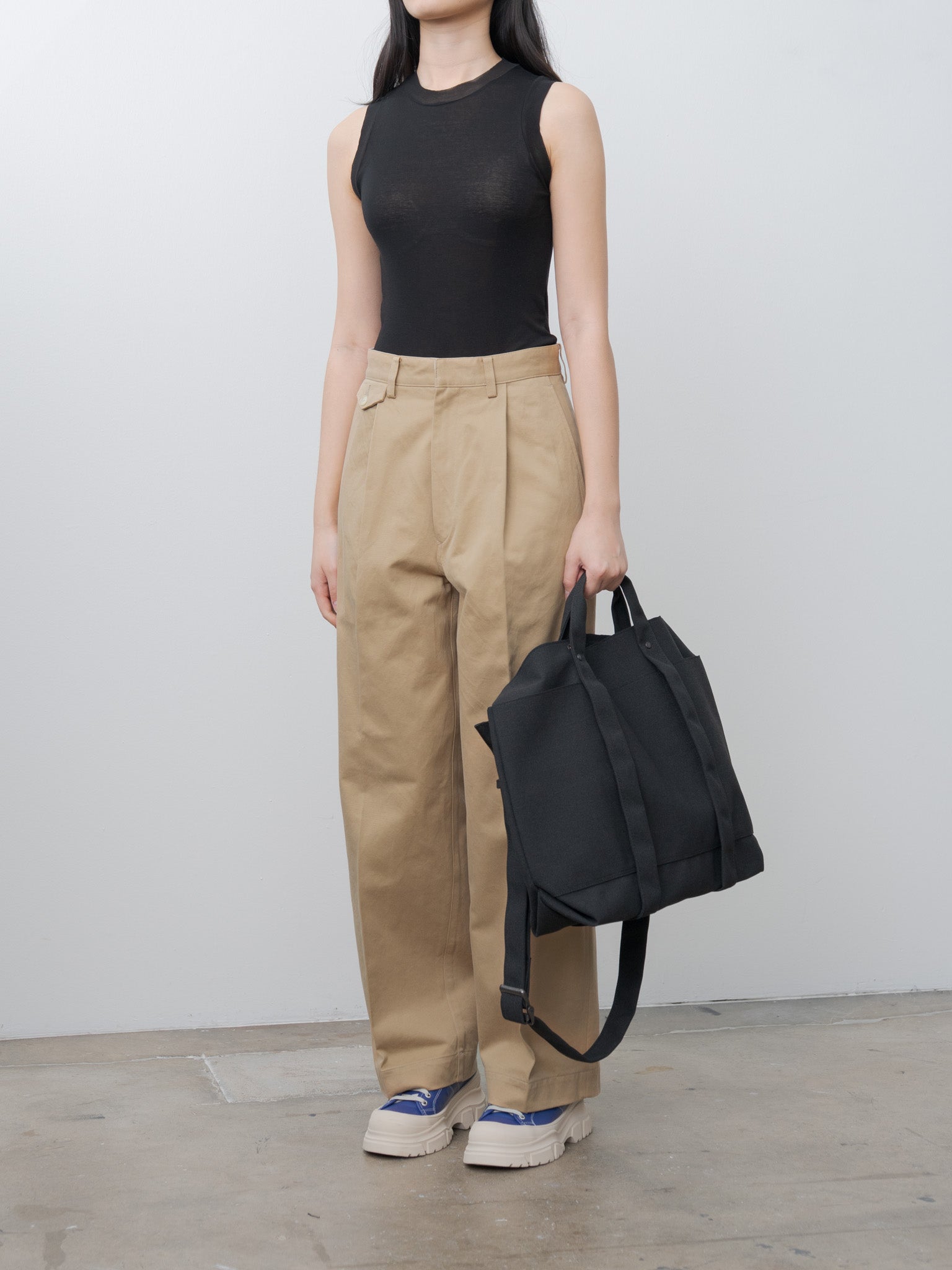 Namu Shop - Auralee Washed Finx Chino One-Tuck Pants - Camel Brown