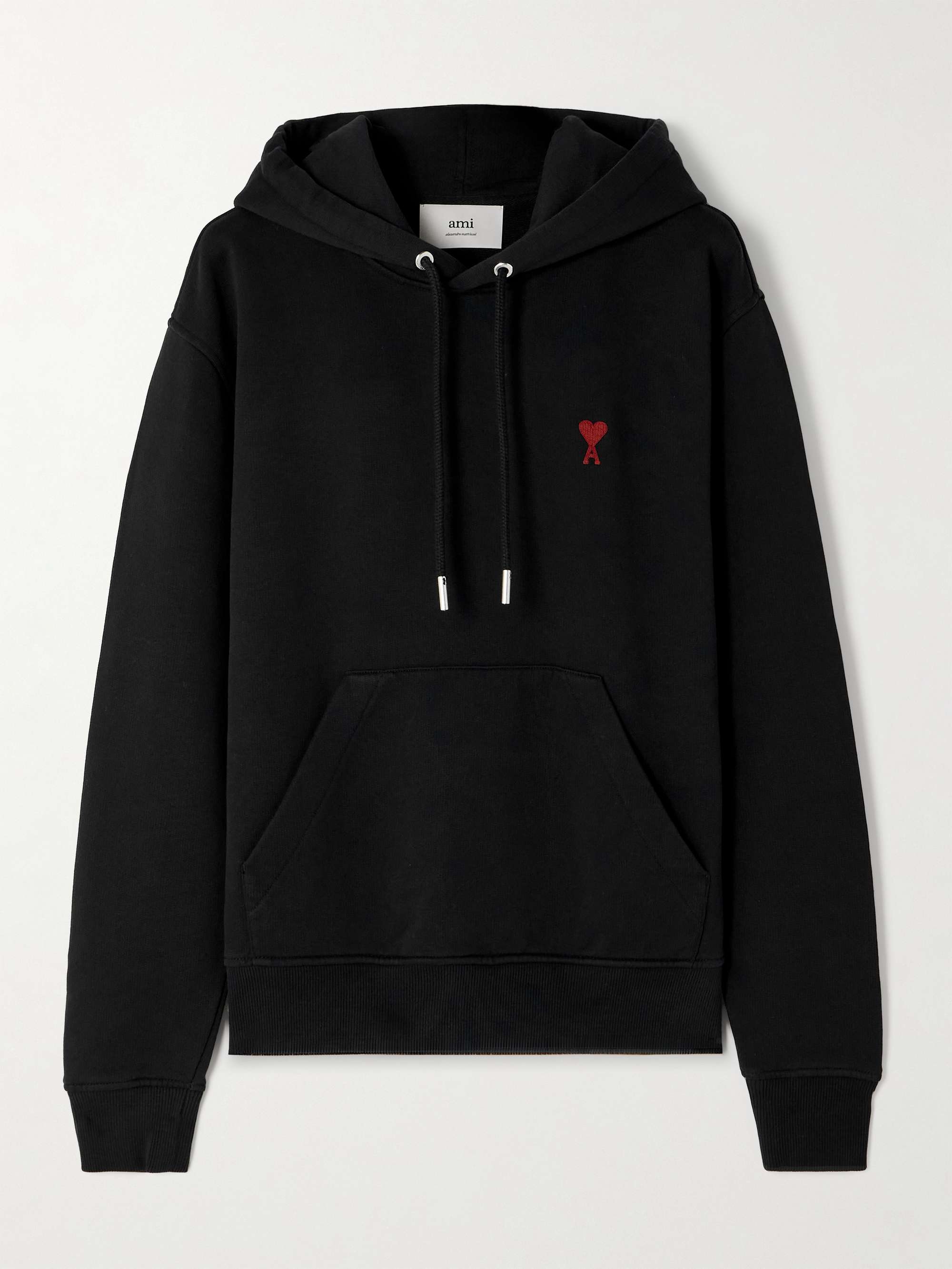 AMI PARIS Embroidered cotton-blend jersey hoodie | NET-A-PORTER