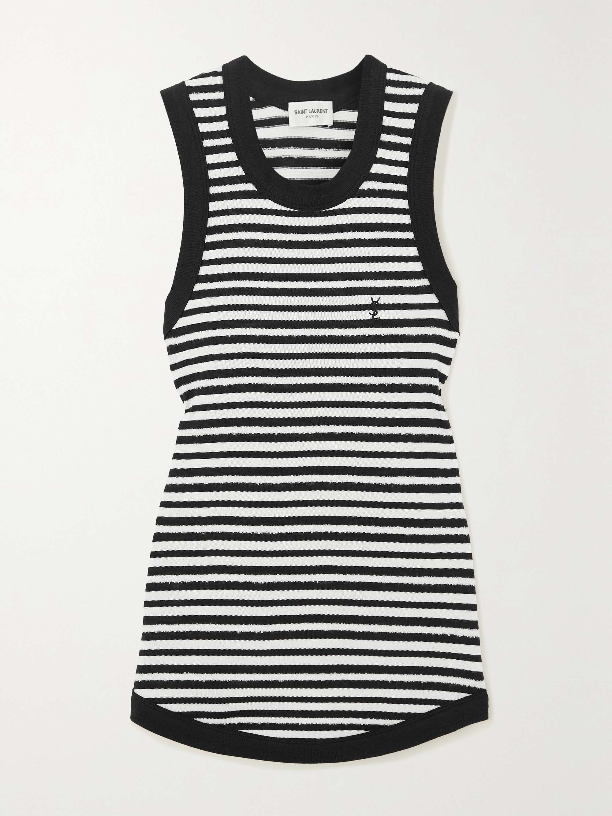 SAINT LAURENT Distressed striped cotton tank | NET-A-PORTER