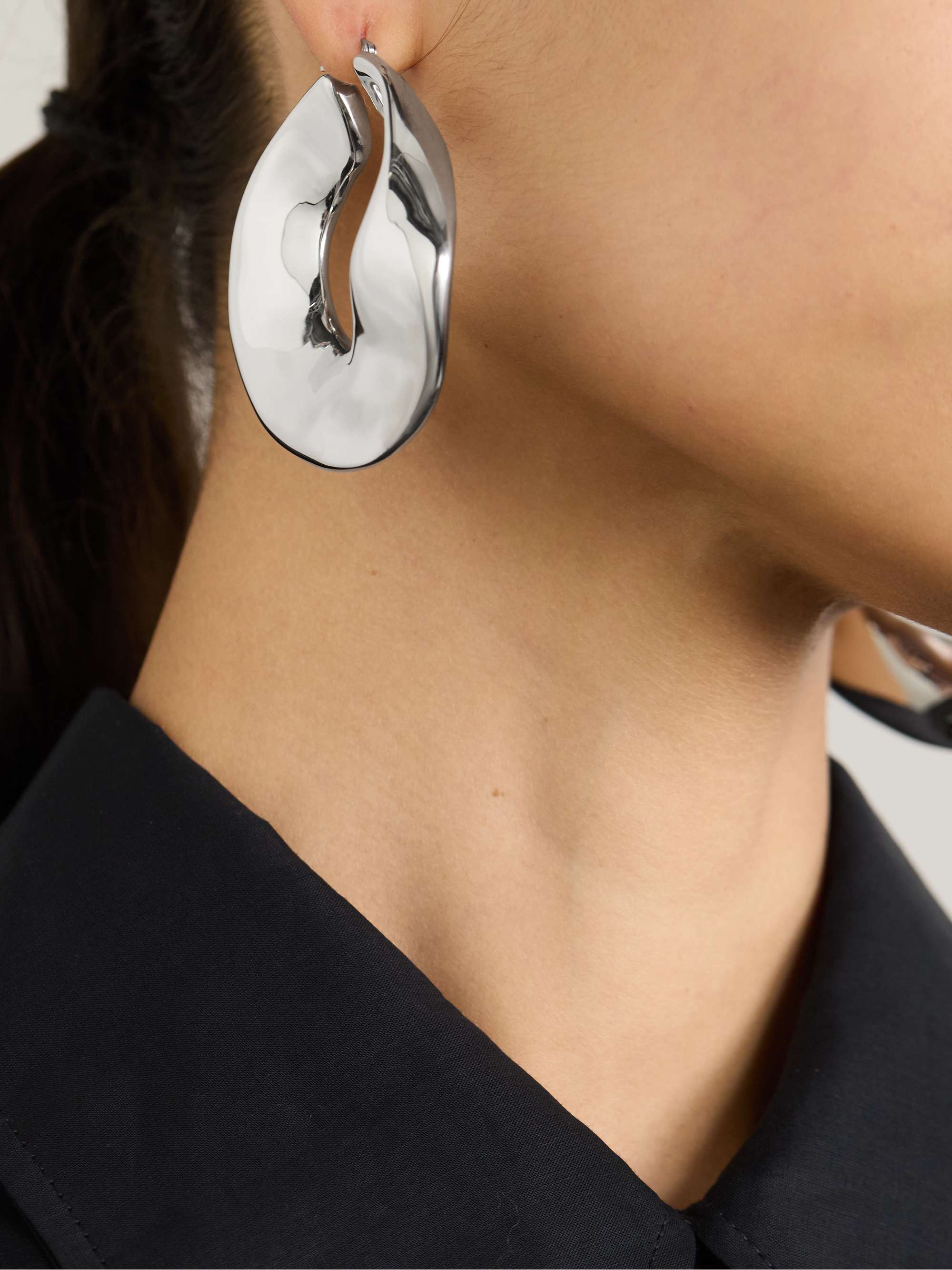 JIL SANDER Silver-tone hoop earrings | NET-A-PORTER