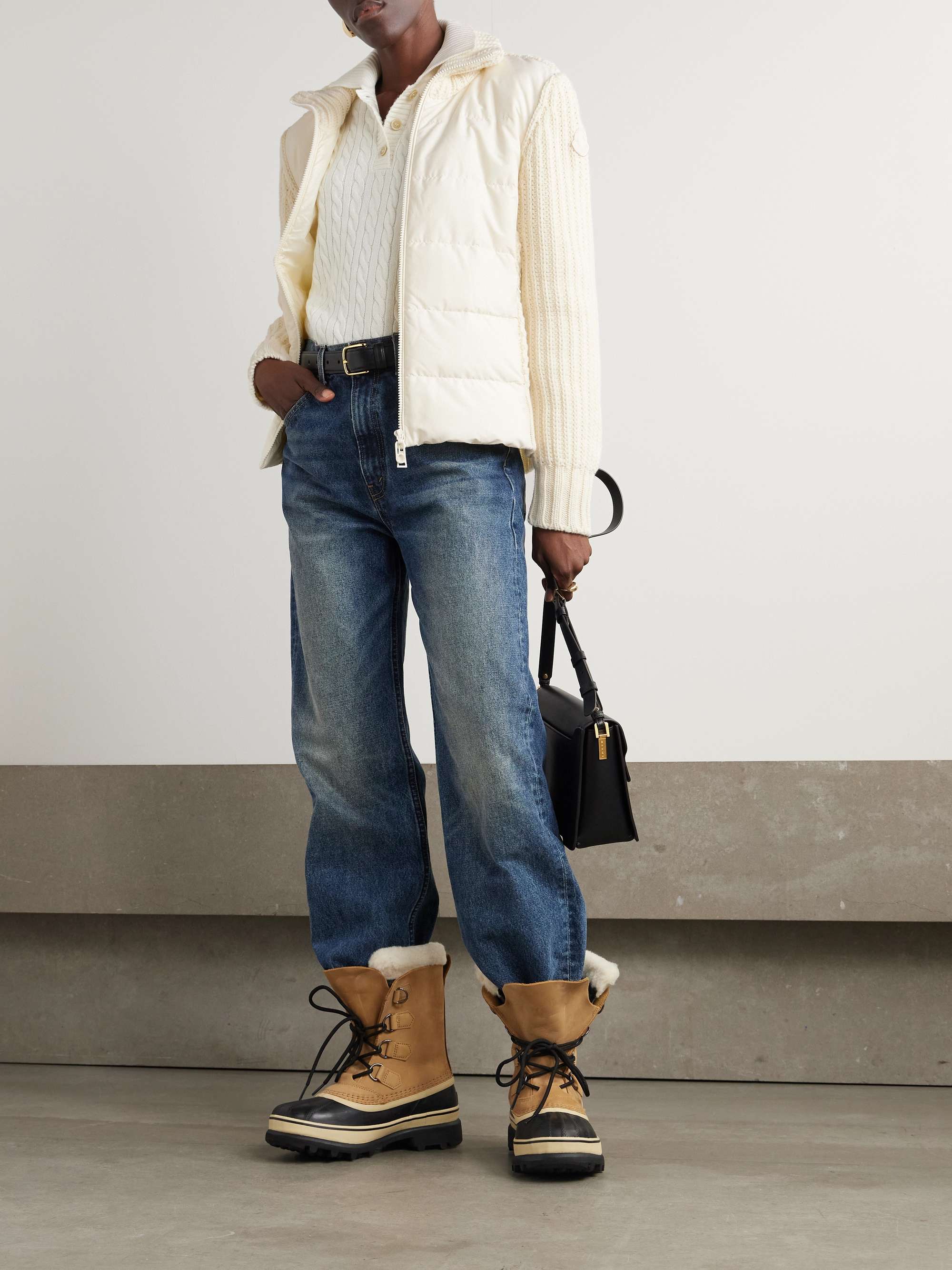 MONCLER Appliquéd quilted shell-trimmed wool and cashmere-blend