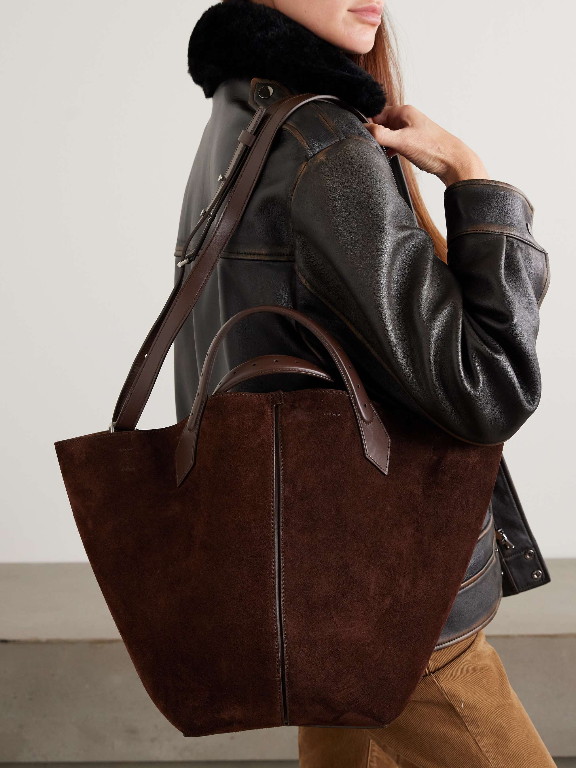 PROENZA SCHOULER Large Chelsea leather-trimmed paneled suede tote