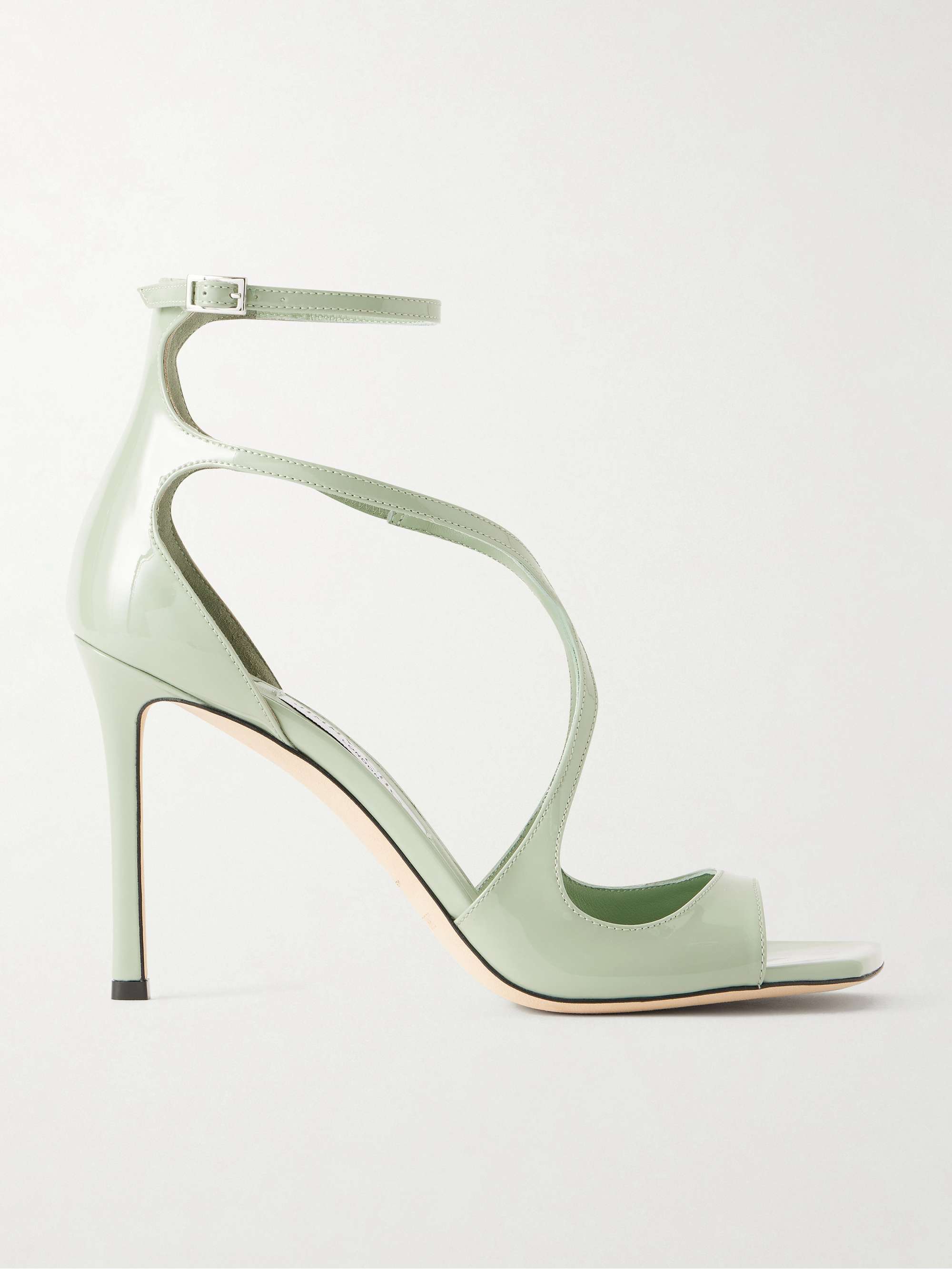 Sage green Azia 95 patent leather sandals | JIMMY CHOO | NET-A-PORTER