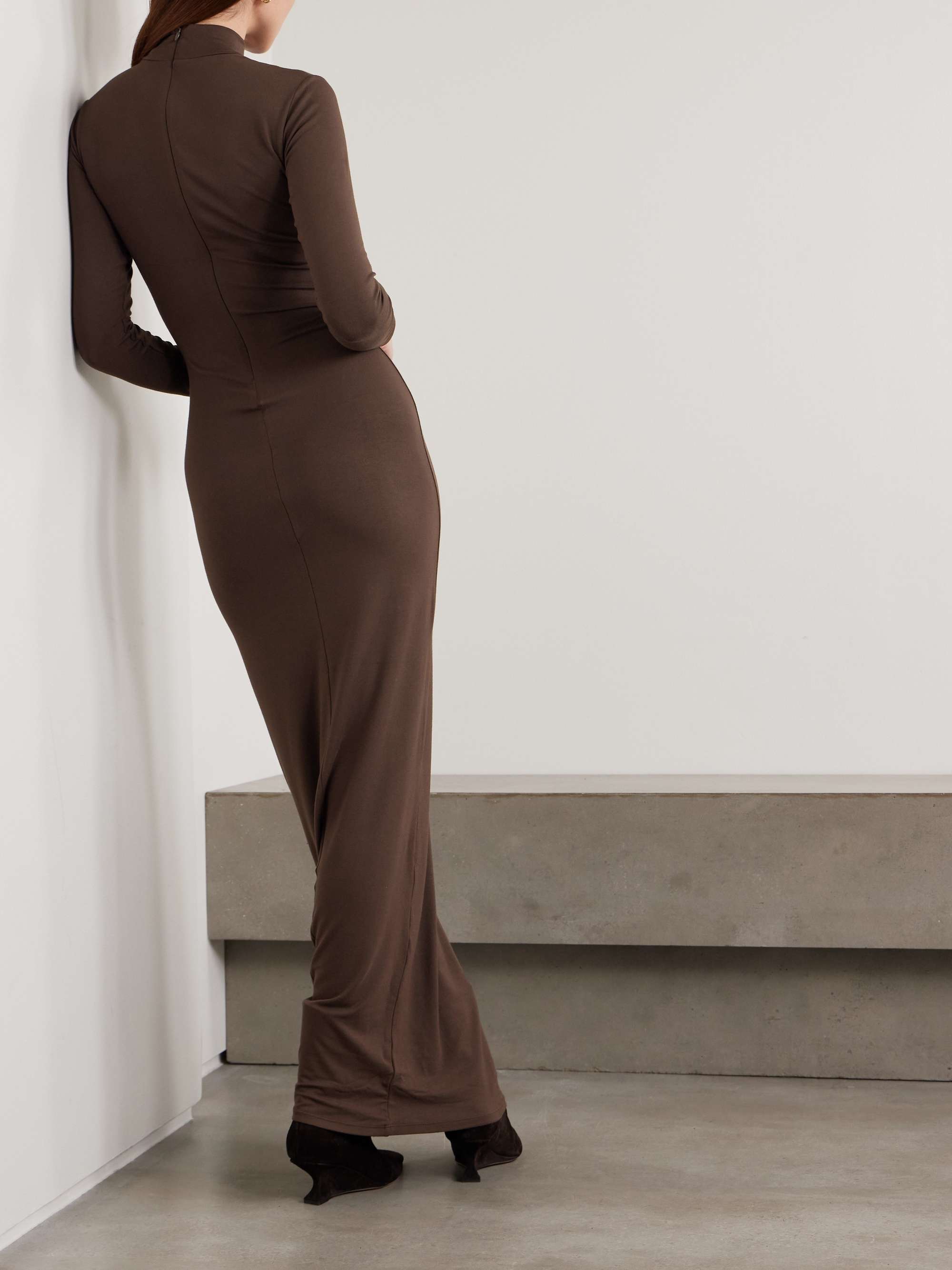 SKIMS Smooth Layers Turtleneck Long Dress - Espresso | NET-A-PORTER