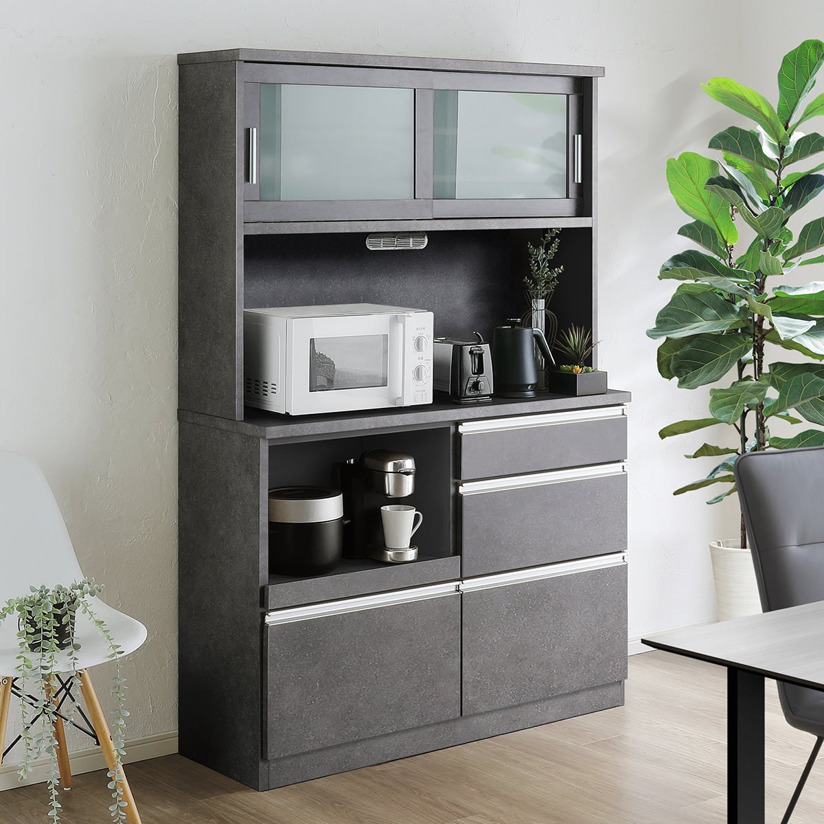 半透明ガラスのキッチンボード (幅119.5cm GY) | ニトリネット【公式