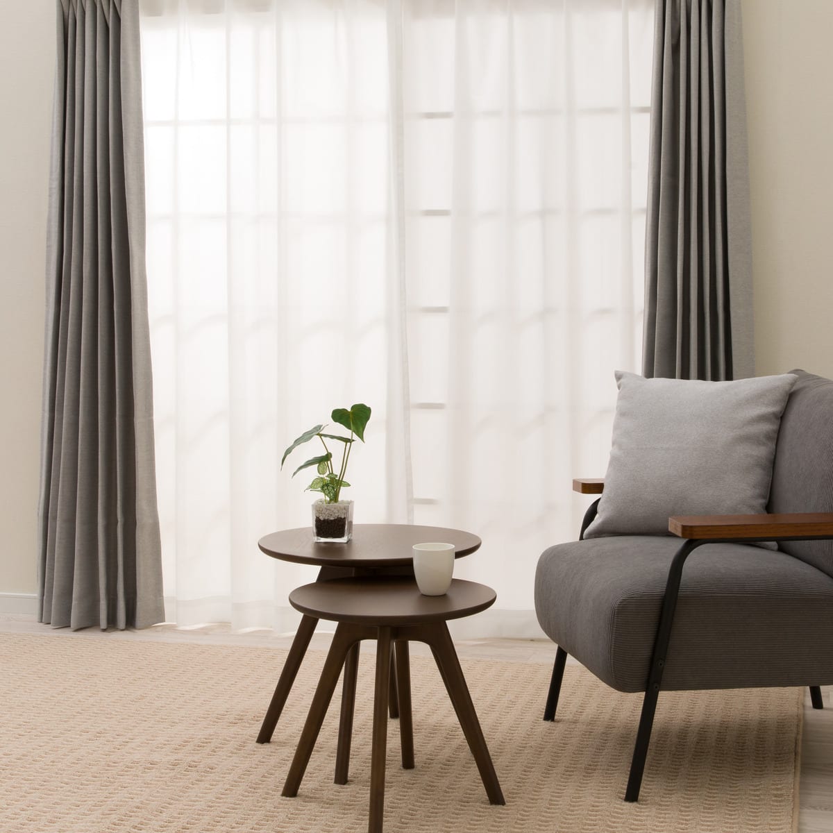 遮光1級・遮熱カーテン&遮熱・ミラーレース4枚セット(エコオアシス