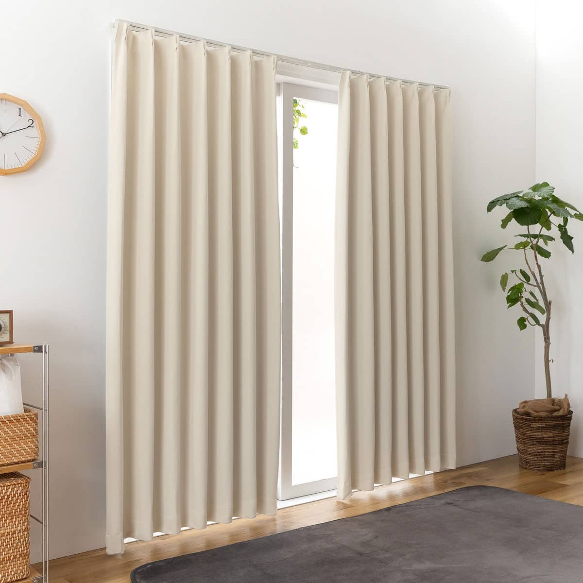 遮光1級・遮熱カーテン（無地・アイボリー）200×110×1 | ニトリネット