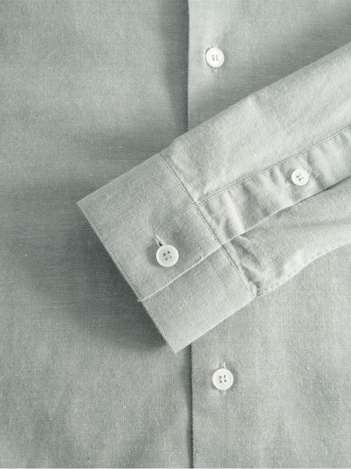 Japanese Oxford Band Collar Shirt - Green