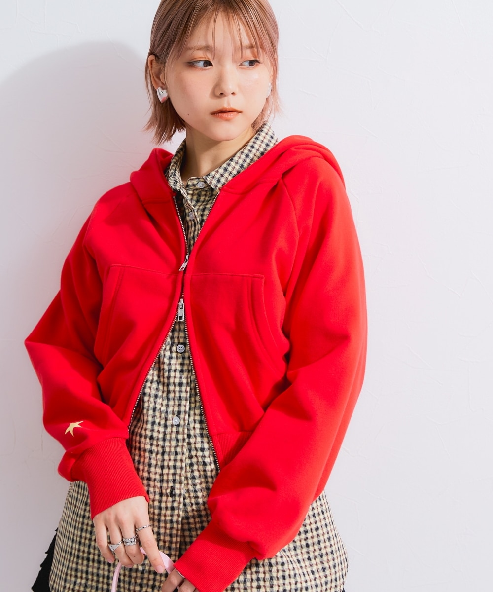 裏毛クロップドダブルジップパーカー 通販【ニッセン】