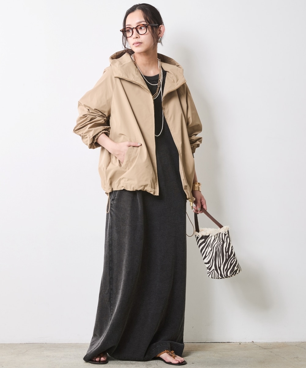 硫化染スウェット7分袖ロングワンピース ＜大きいサイズ有＞シック