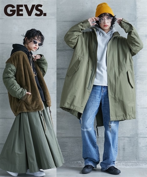 大きいサイズ ファーブルゾンライナー付モッズコート GEVS. 通販