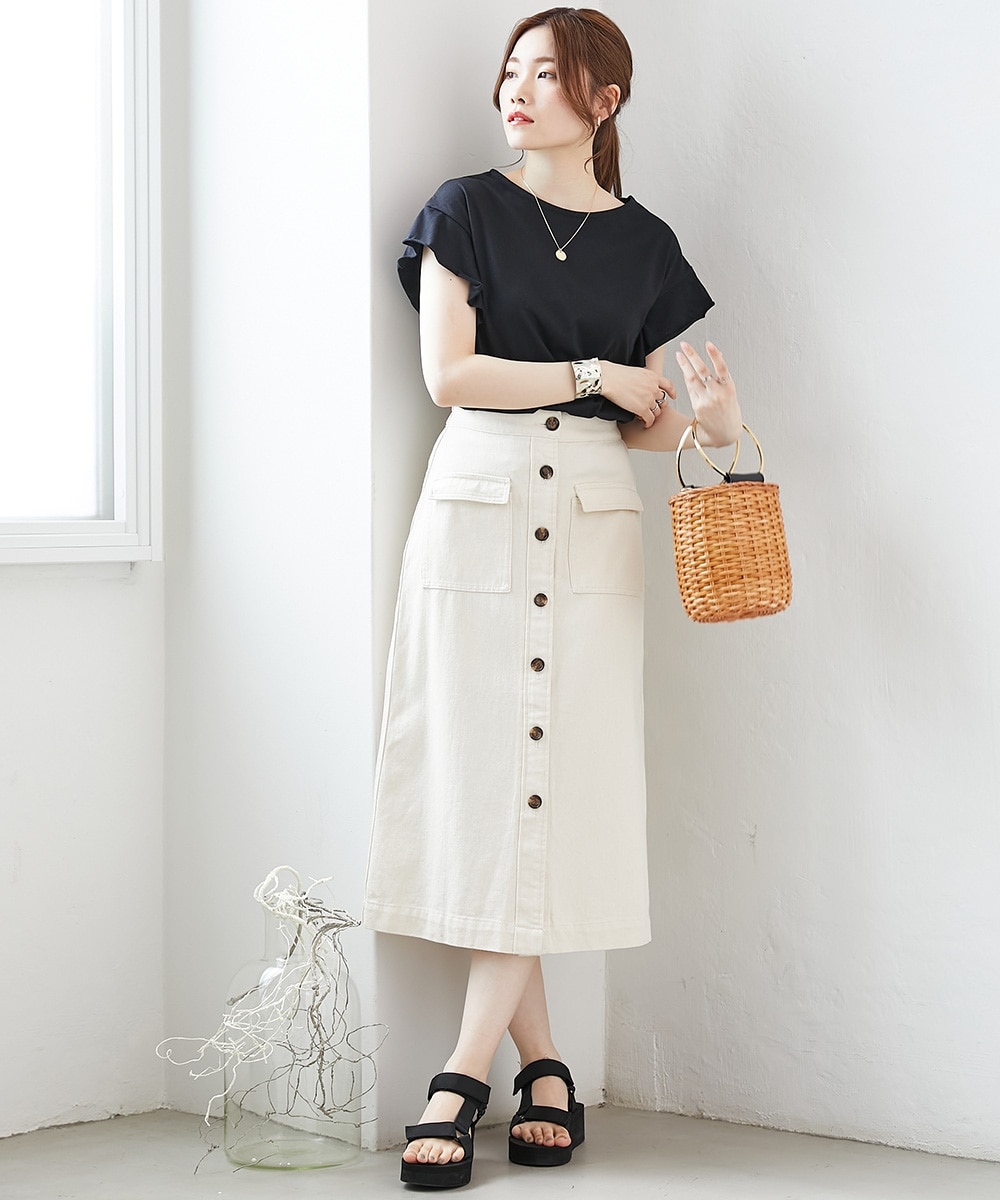 フロントボタンAラインスカート（デニム・ツイル） 通販【ニッセン】