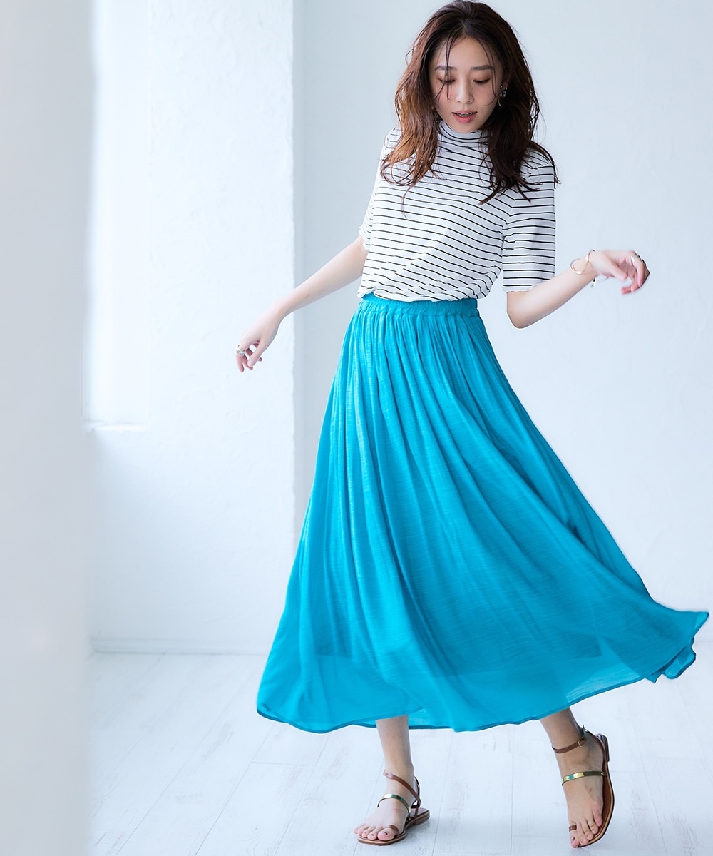 ふわり軽いエアリースラブスカート（選べる2レングス）＜大きいサイズ