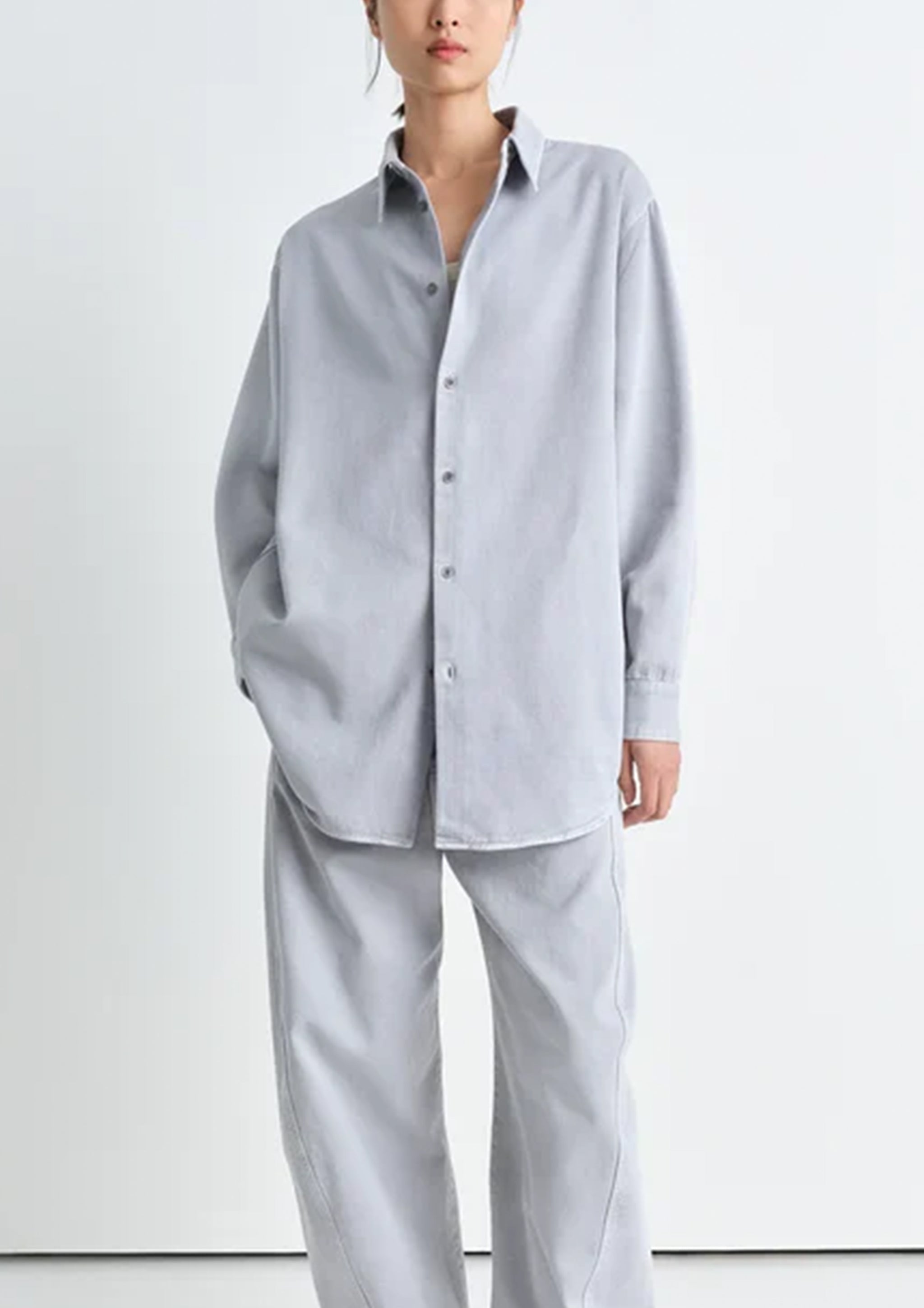 LEMAIRE - RELAXED SHIRT SNOWY BLUE GREY – SOLAR MTP