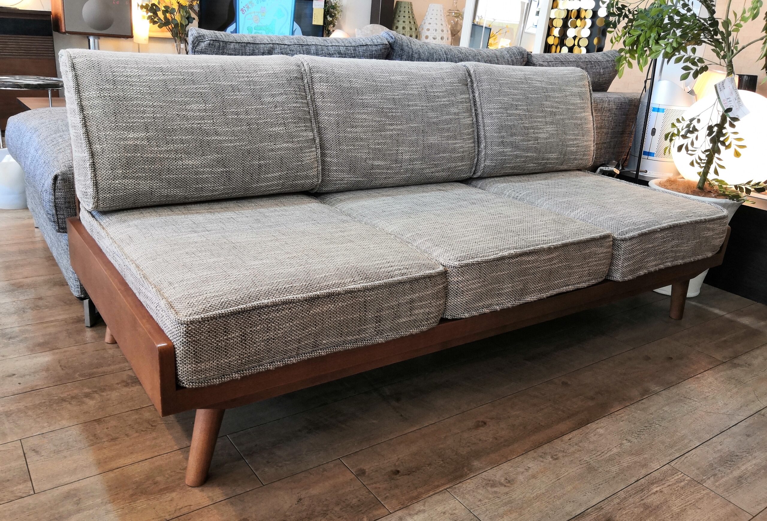 中古】 unico ALBERO 3人掛け ソファ 幅1790mm ☆ グレー系 アッシュ材