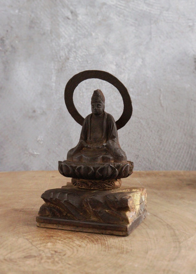 坐像菩薩坐蔵 厨子 小仏 仏像 時代仏 △14G1294△仏教美術・木製