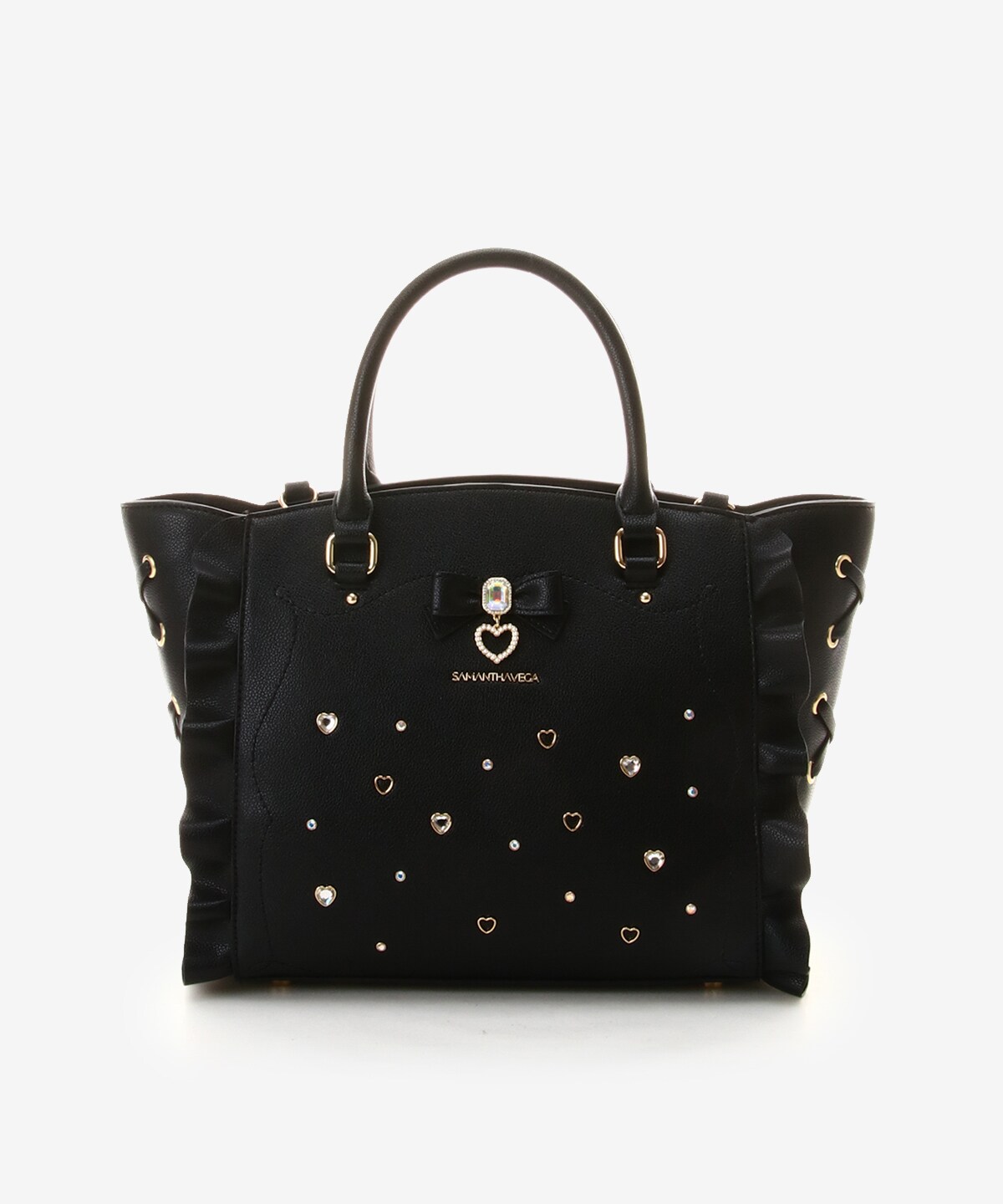 サイドレースアップリボンビジューフラッター(FREE ブラック