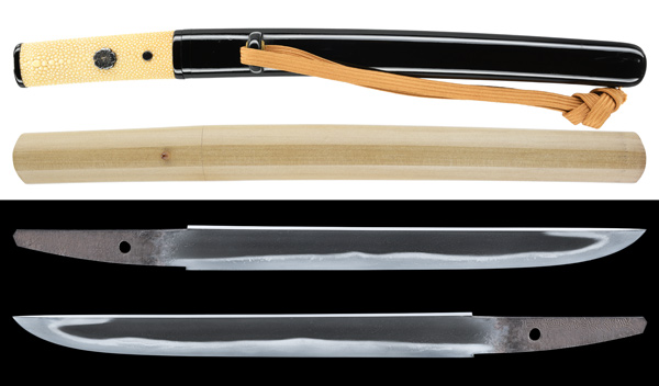 ナイフ加工用玉鋼/合法サイズ】無銘脇差/錆身日本刀切先部分残欠