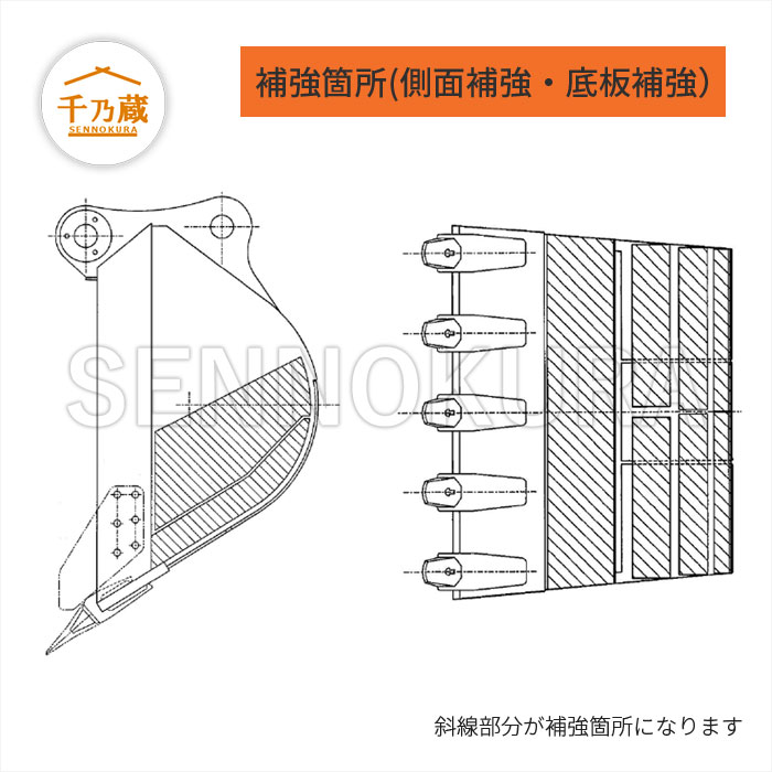日立純正 標準バケット ZX75クラス 660幅 サイドカッター付 / 建設機械