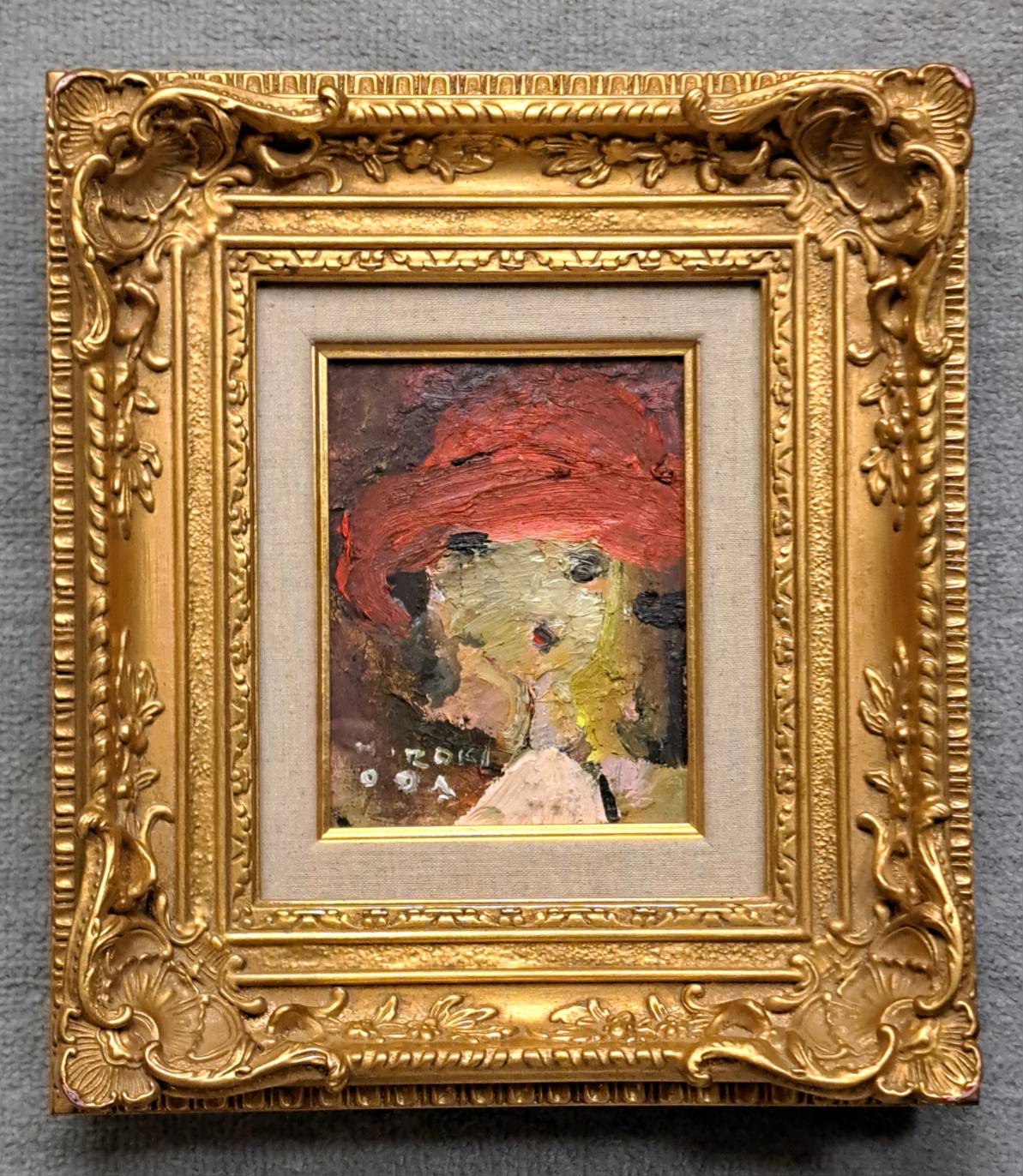 織田廣喜「赤い帽子の少女」 油彩 直筆サイン 美人画 人物画 絵画 | 新栄堂