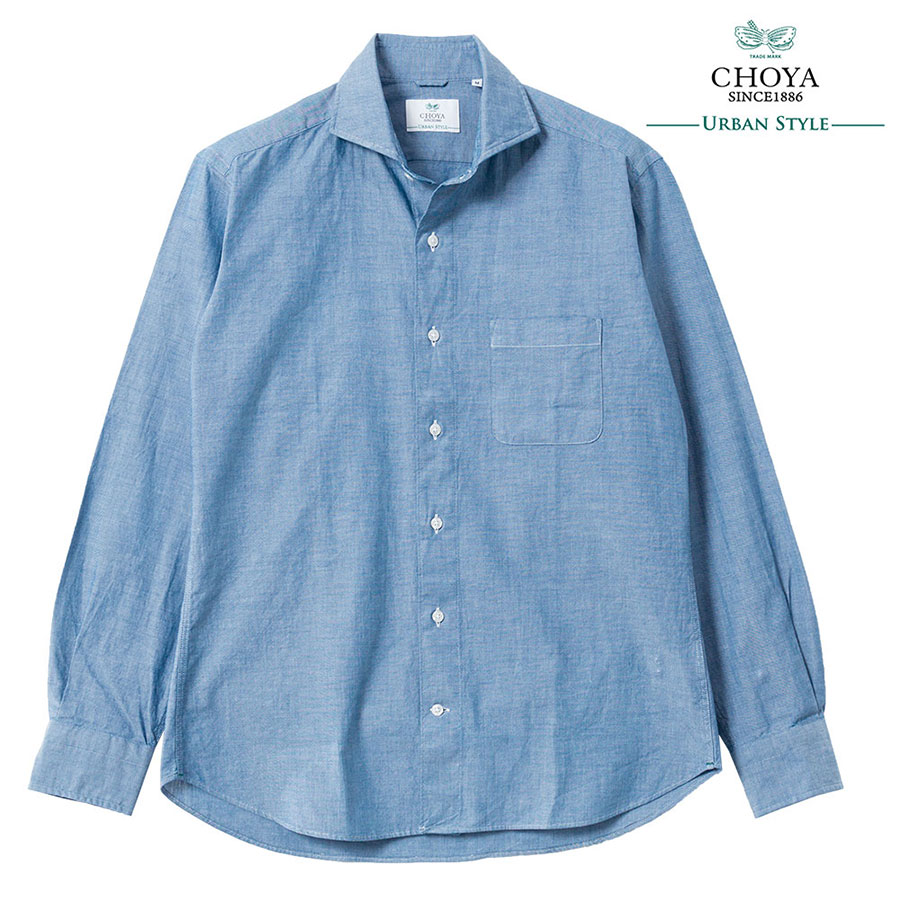 CHOYA URBAN STYLE カジュアルシャツ 綿100％ コットン 長袖 カッタ