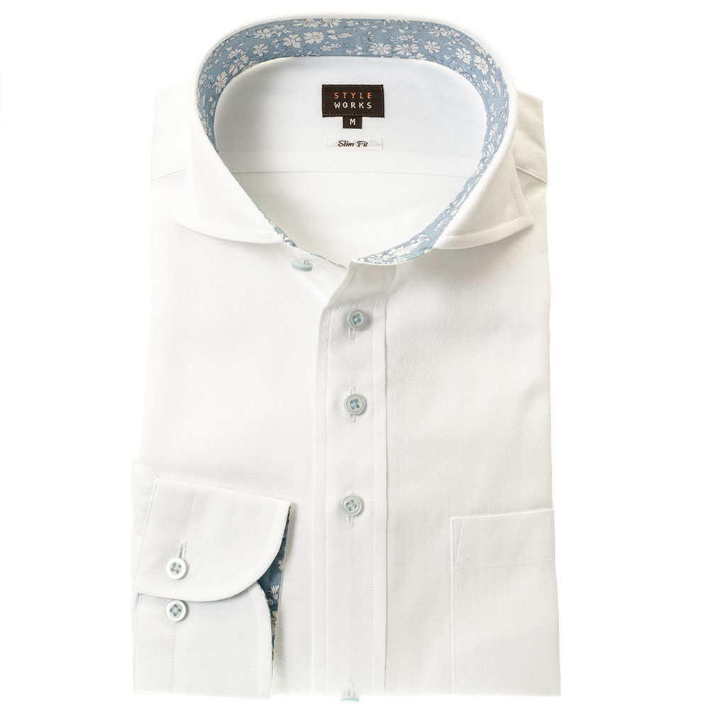 ワイシャツ 花柄 ホワイト ジャカード ｜STYLE WORKS（スタイル
