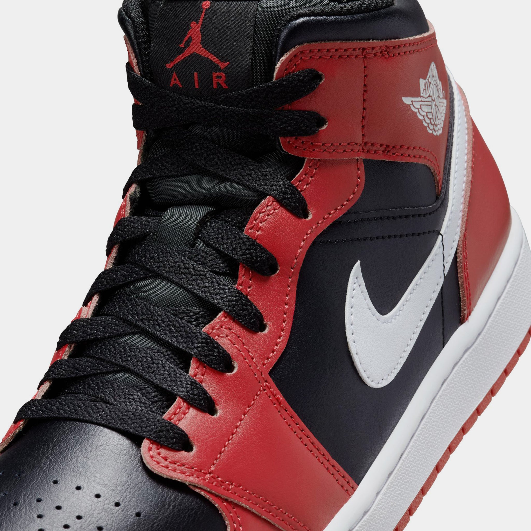 Jordan Air Jordan 1 Mid Black Gym Red Mens Basketball Shoes Black