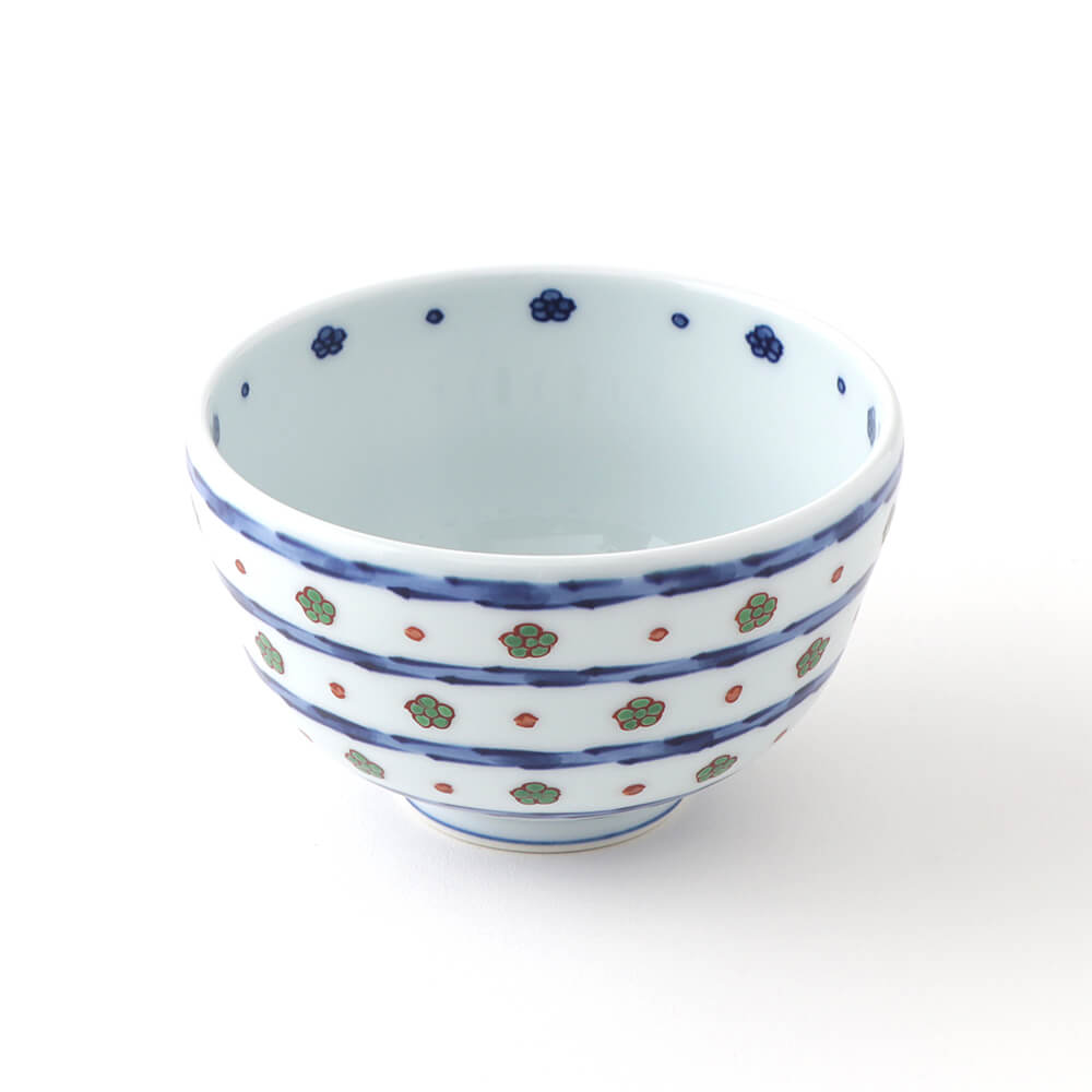 染錦緑梅小紋割 飯碗 ｜ 有田焼の源右衛門窯公式オンラインショップ