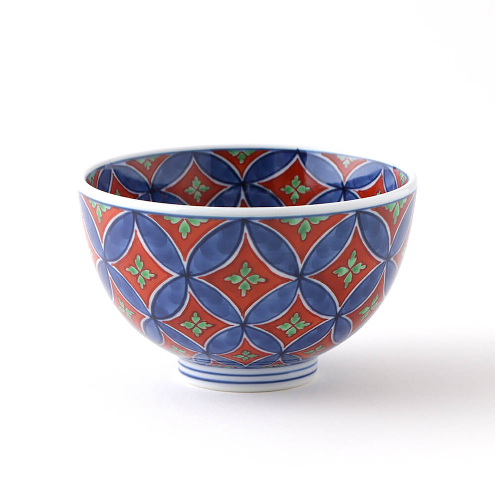 染錦七宝紋（赤） 飯碗 ｜ 有田焼の源右衛門窯公式オンラインショップ