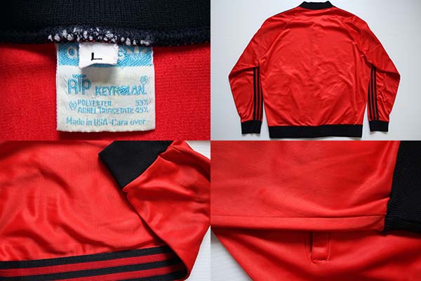 80s USA製 adidasアディダス ATP ジャージ ツートン 赤×黒 L☆トラック