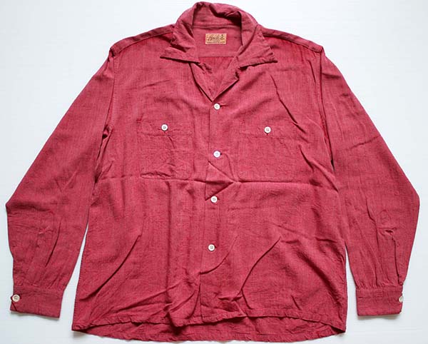 50s Conclo カスリ柄 レーヨン オープンカラーシャツ L - Sixpacjoe