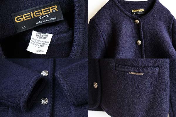 オーストリア製 GEIGER ノーカラー チロリアン ボイルドウール