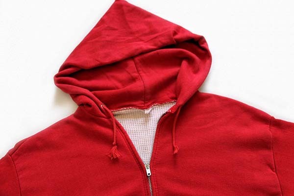 70s UNKNOWN 無地 裏サーマル スウェット ジップパーカー 赤