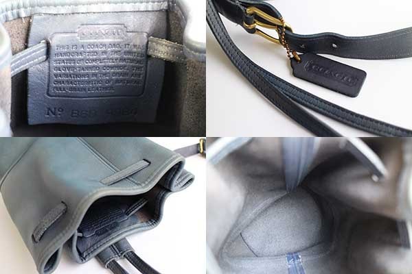 USA製 COACH オールド コーチ 巾着 レザー ワンショルダーバッグ 紺