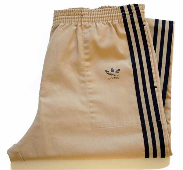80s USA製 adidasアディダス トラックパンツ ベージュ×紺 L☆ジャージ