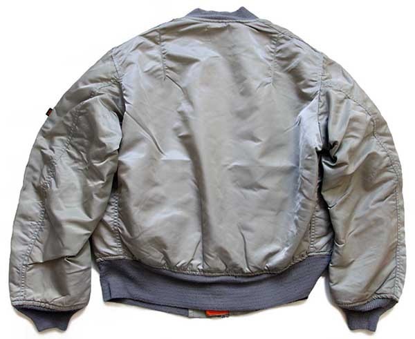 90s USA製 ALPHAアルファ MA-1 フライトジャケット シルバー S