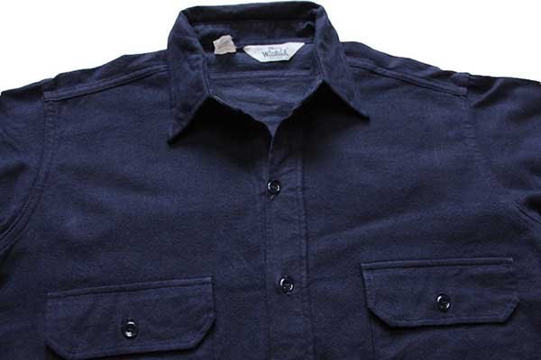 80s USA製 Woolrichウールリッチ 無地 コットン シャモアクロスシャツ