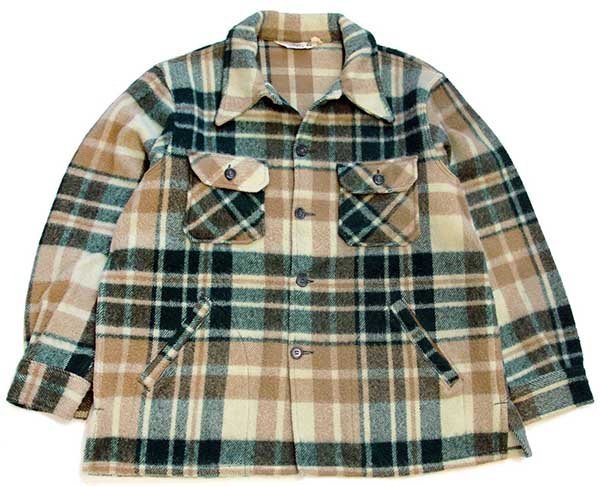 70s Woolrichウールリッチ チェック ウールジャケット XL - Sixpacjoe