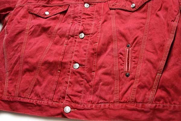 Dieselディーゼル ロゴ刺繍 コットンツイルジャケット 赤 XL☆特大