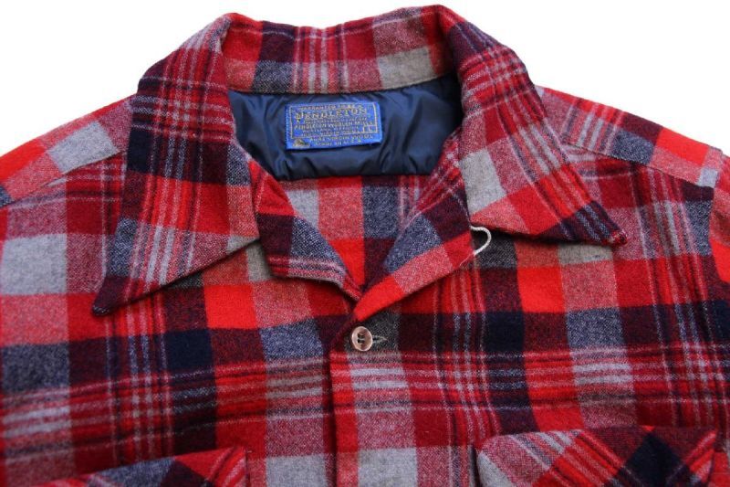 70s USA製 PENDLETONペンドルトン チェック ウール オープンカラー