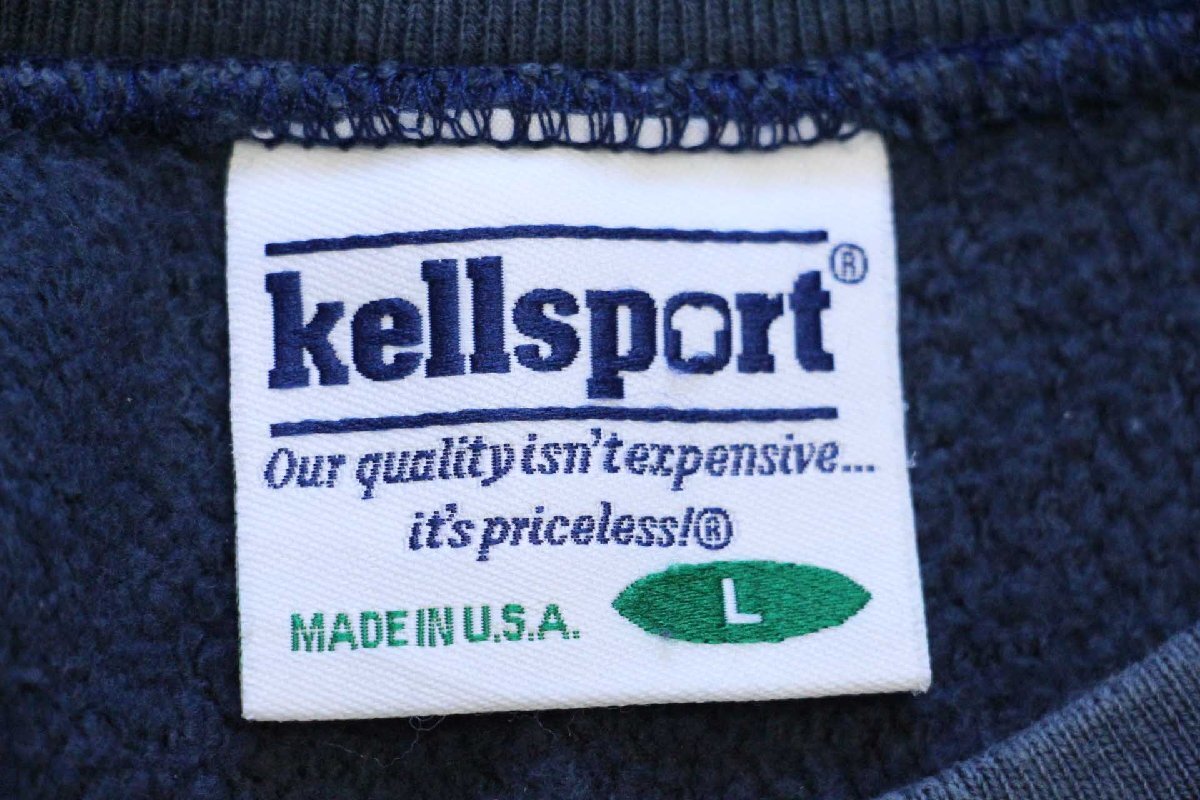 90s USA製 Kellsport 無地 リバースウィーブ スウェット 紺 フェード L