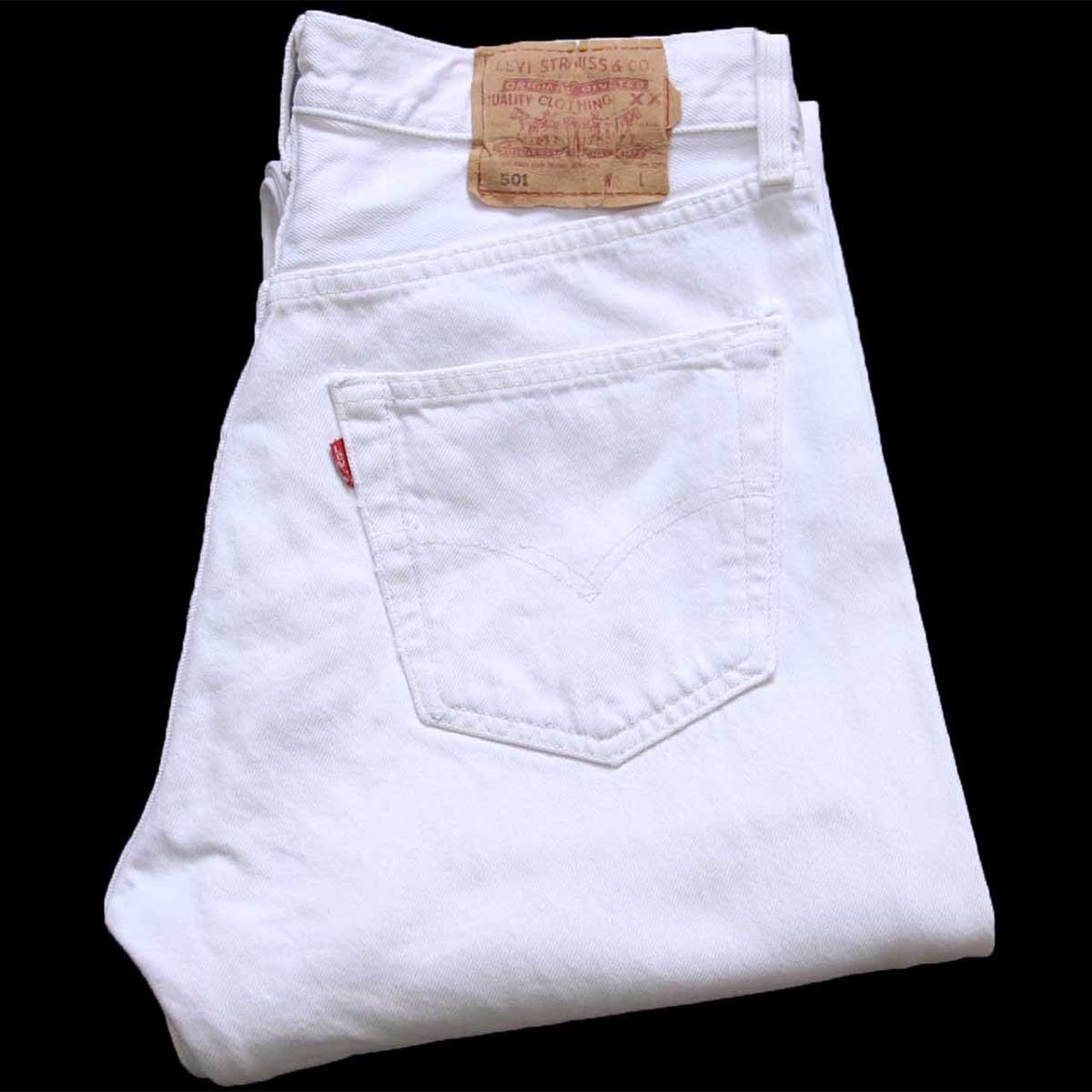 90s USA製 Levi'sリーバイス 501 ホワイト デニムパンツ W32 L34