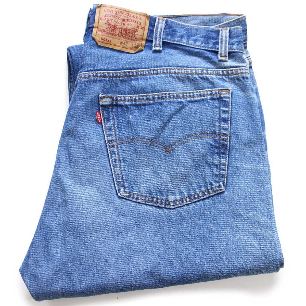 90s USA製 Levi'sリーバイス 501 デニムパンツ ヒゲ W42☆182